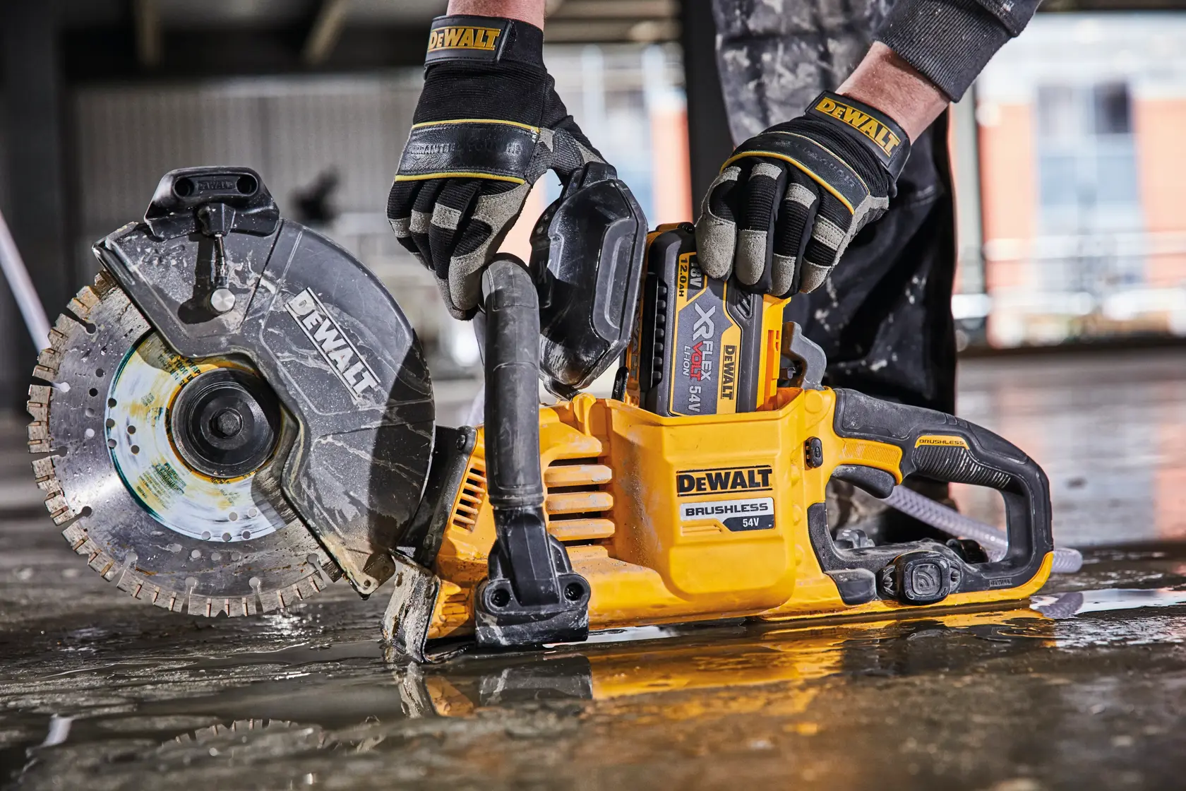 DEWALT FLEXVOLT logo with DEWALT in bold yellow letters and FLEXVOLT in white and red letters on a black background.