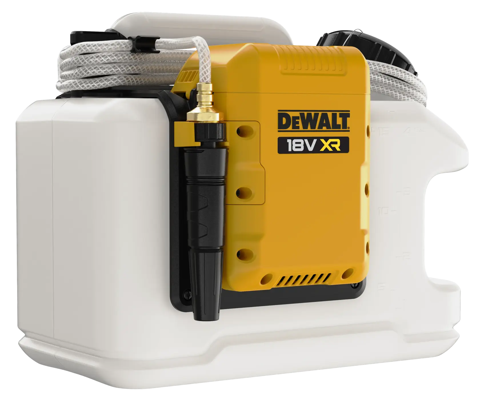 DEWALT Fotografiegerät DCE6820N, DCE6820N-XJ, gelb-weiß, Schlauch montiert, kompaktes Design.