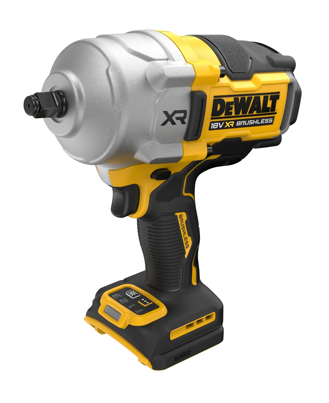 DEWALT impact wrench DCF961N, DCF961N-XJ, 18V XR brushless model, photography category, yellow and black tool.