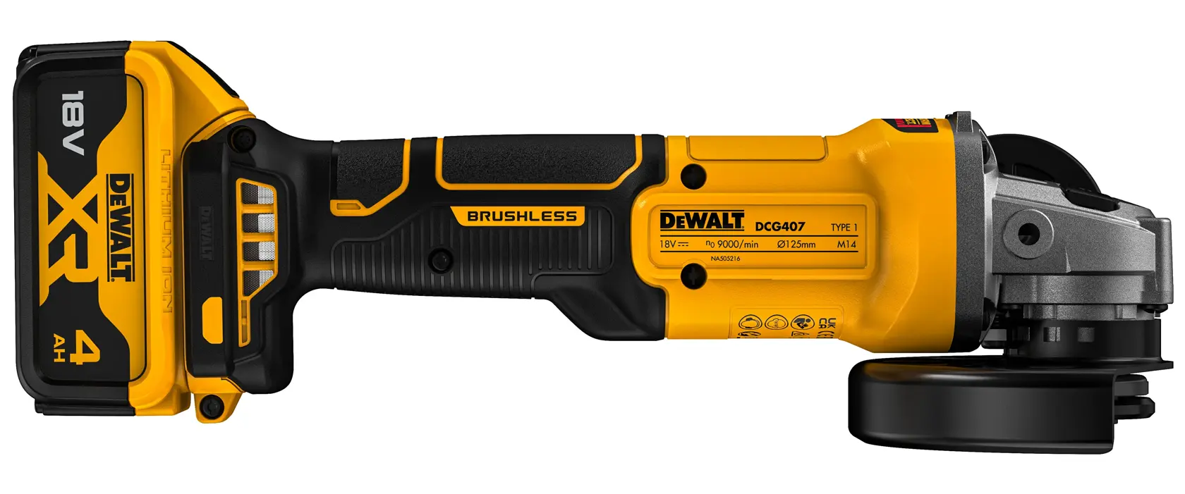18V XR Brushless 125mm Γωνιακός Τροχός - 2 x 4Ah