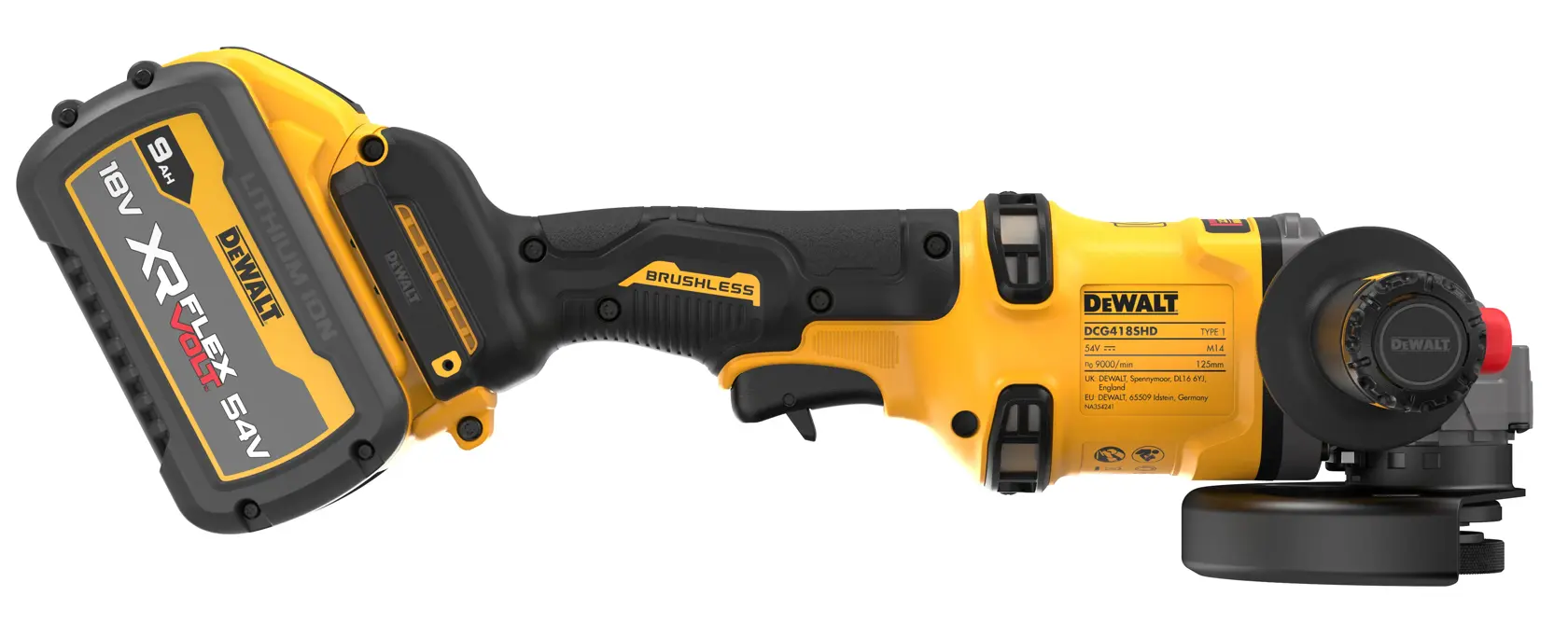54V XR FLEXVOLT 125mm Γωνιακός Τροχός  με Πλευρική Λαβή - 2 x 9AH