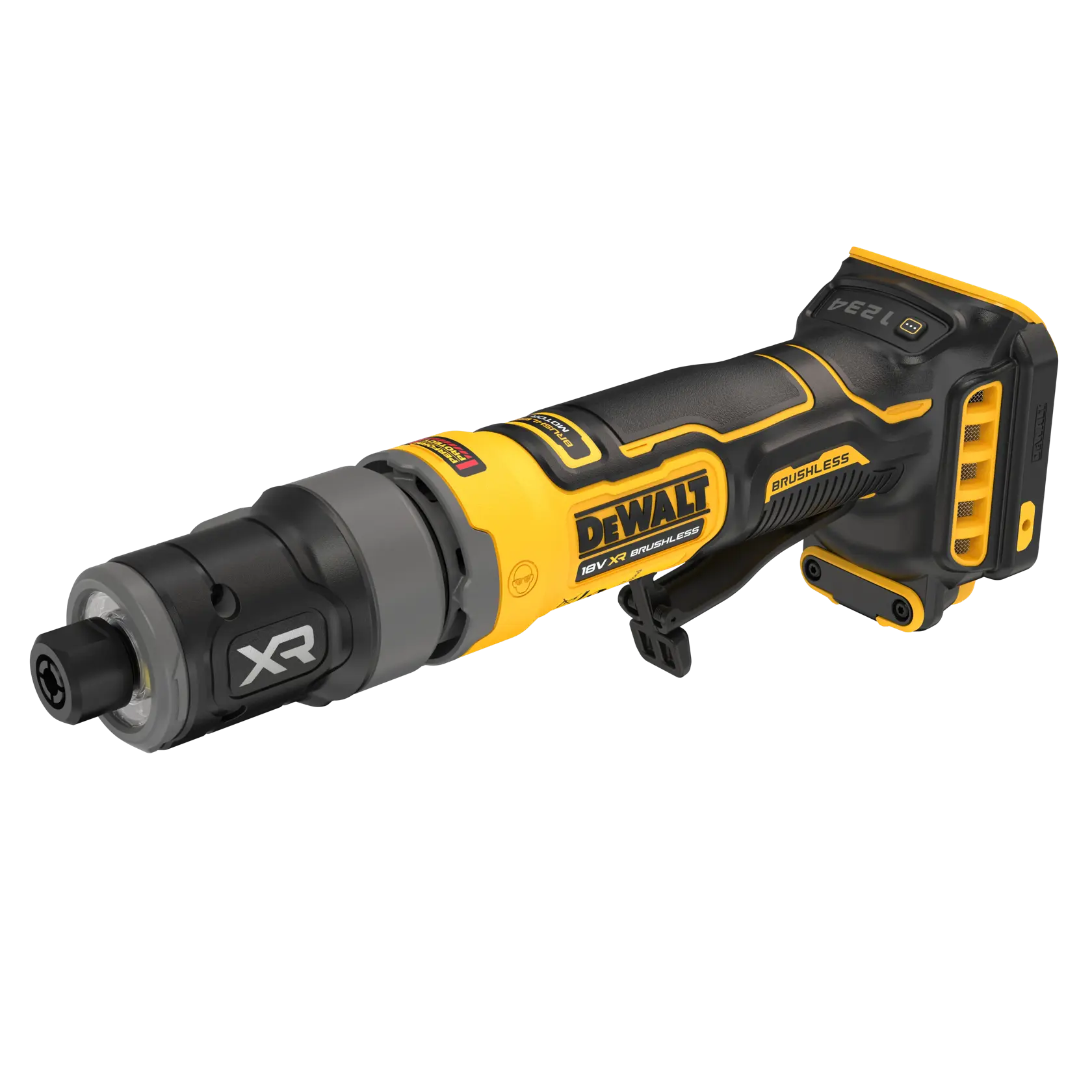 Herramienta inalámbrica DEWALT, DCG420N-XJ y DCG420N, diseño negro/amarillo, categoría fotografía.