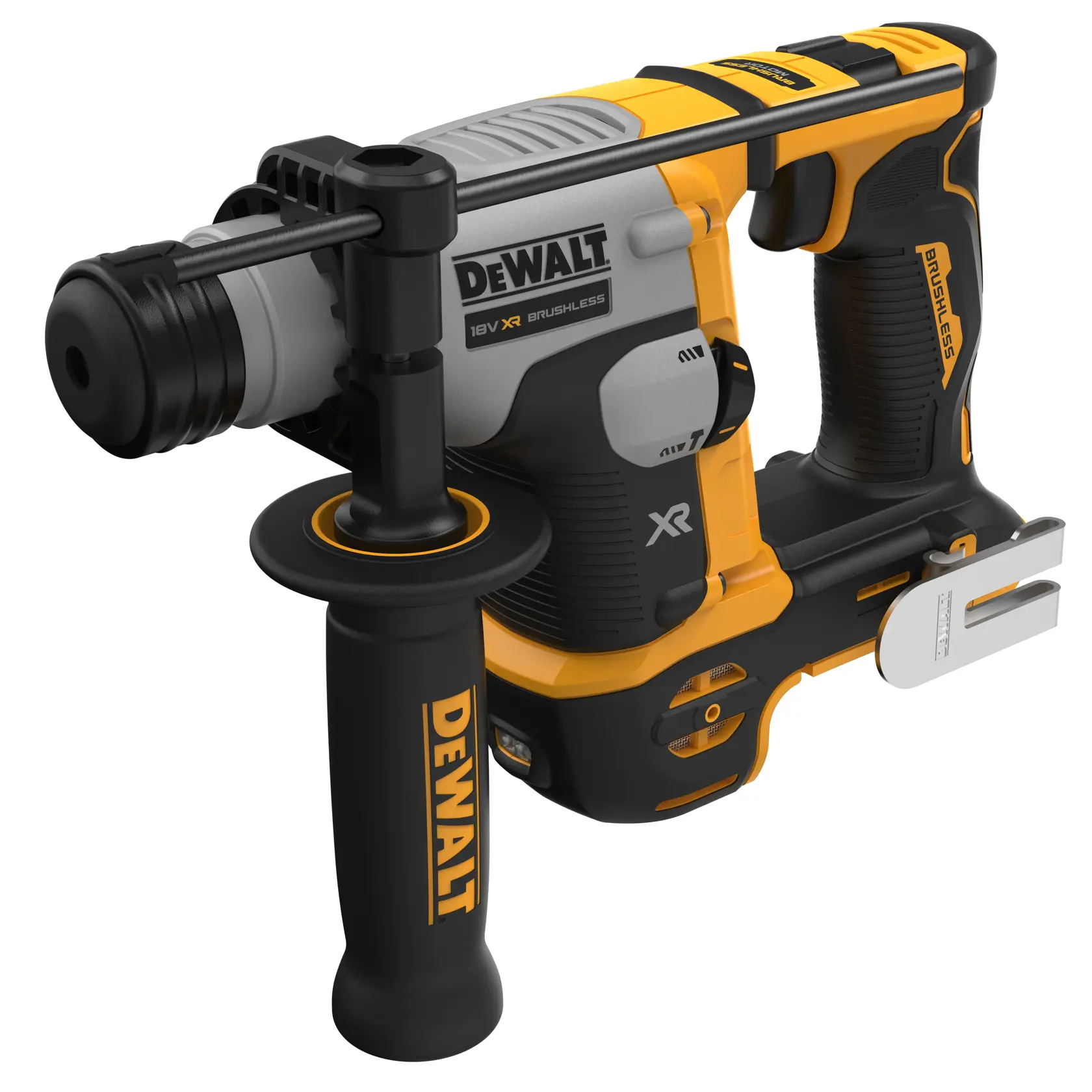 DEWALT DCH172NT-XJ, DCH172NT martillo perforador amarillo-negro, producto de fotografía, vista lateral cercana.