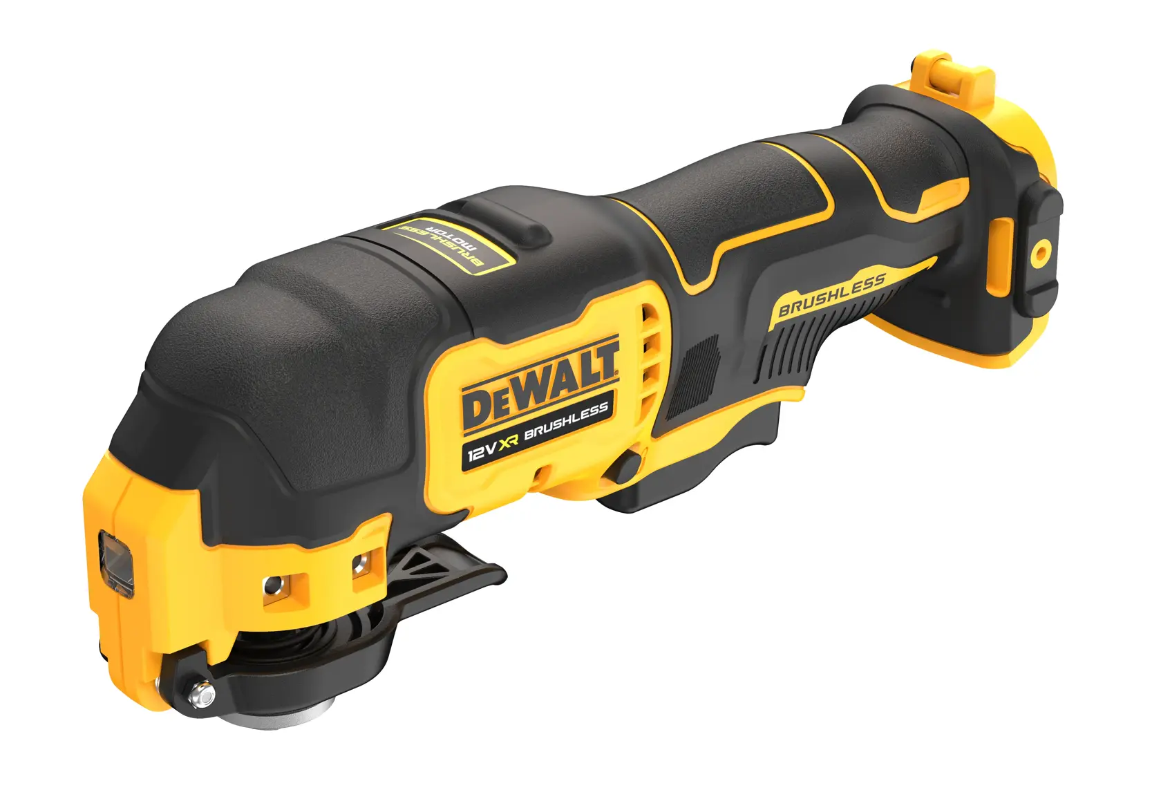 DEWALT 12V XR bürstenloses oszillierendes Multitool in Schwarz-Gelb, ohne Akku.