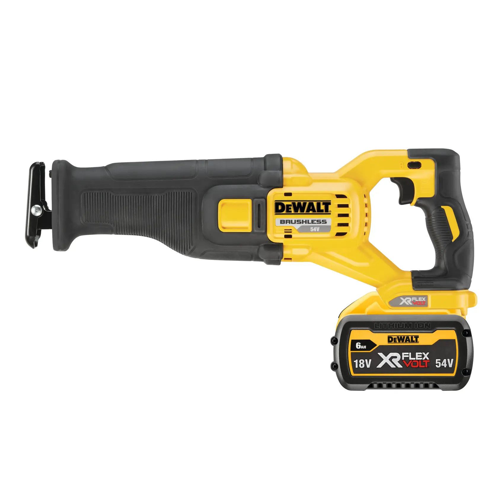 Sierra recíproca Dewalt inalámbrica con motor brushless y batería XR Flexvolt 18V/54V.