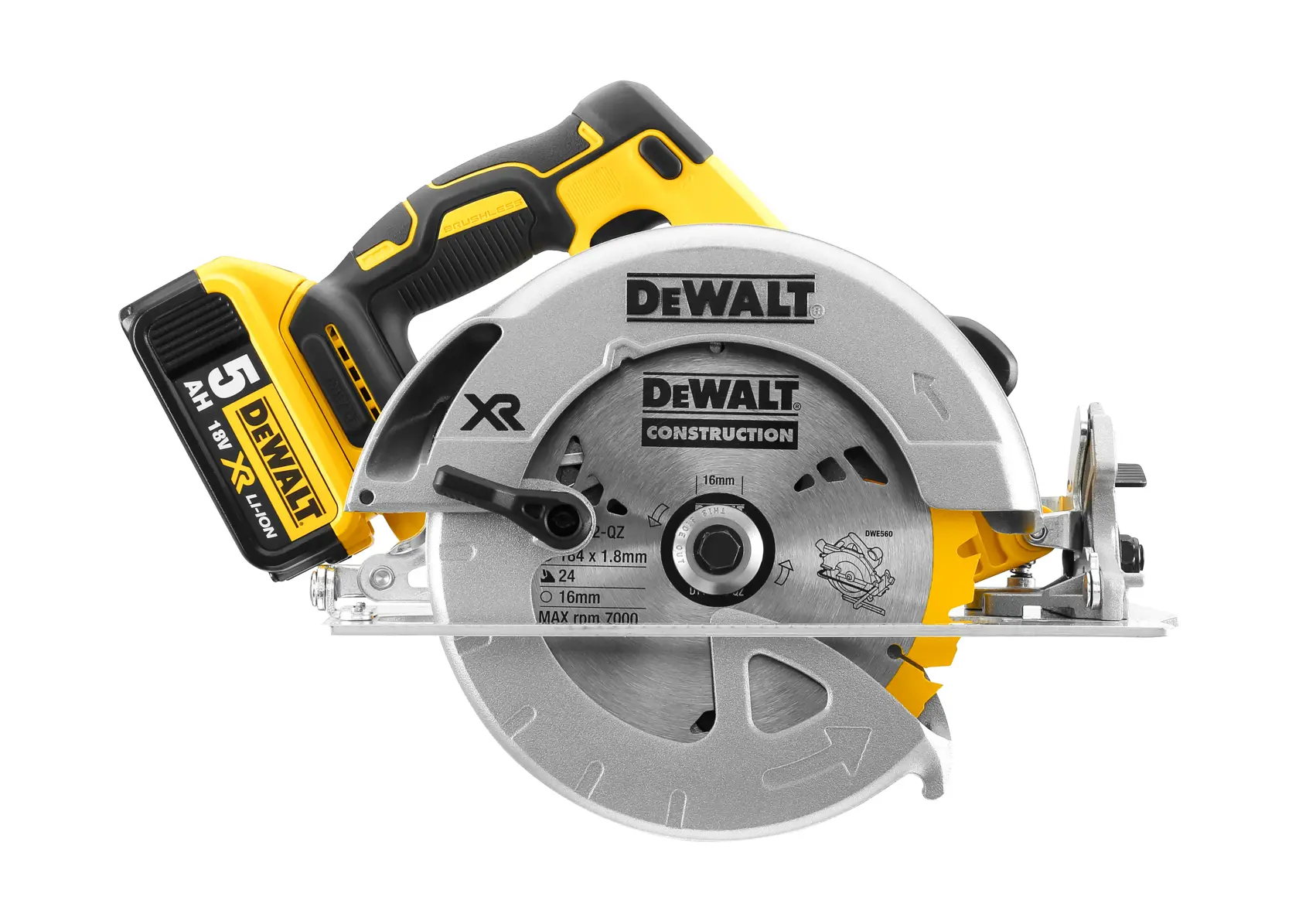 DEWALT® 18V XR Brushless Δισκοπρίονο 184 mm - 2 x 5Ah