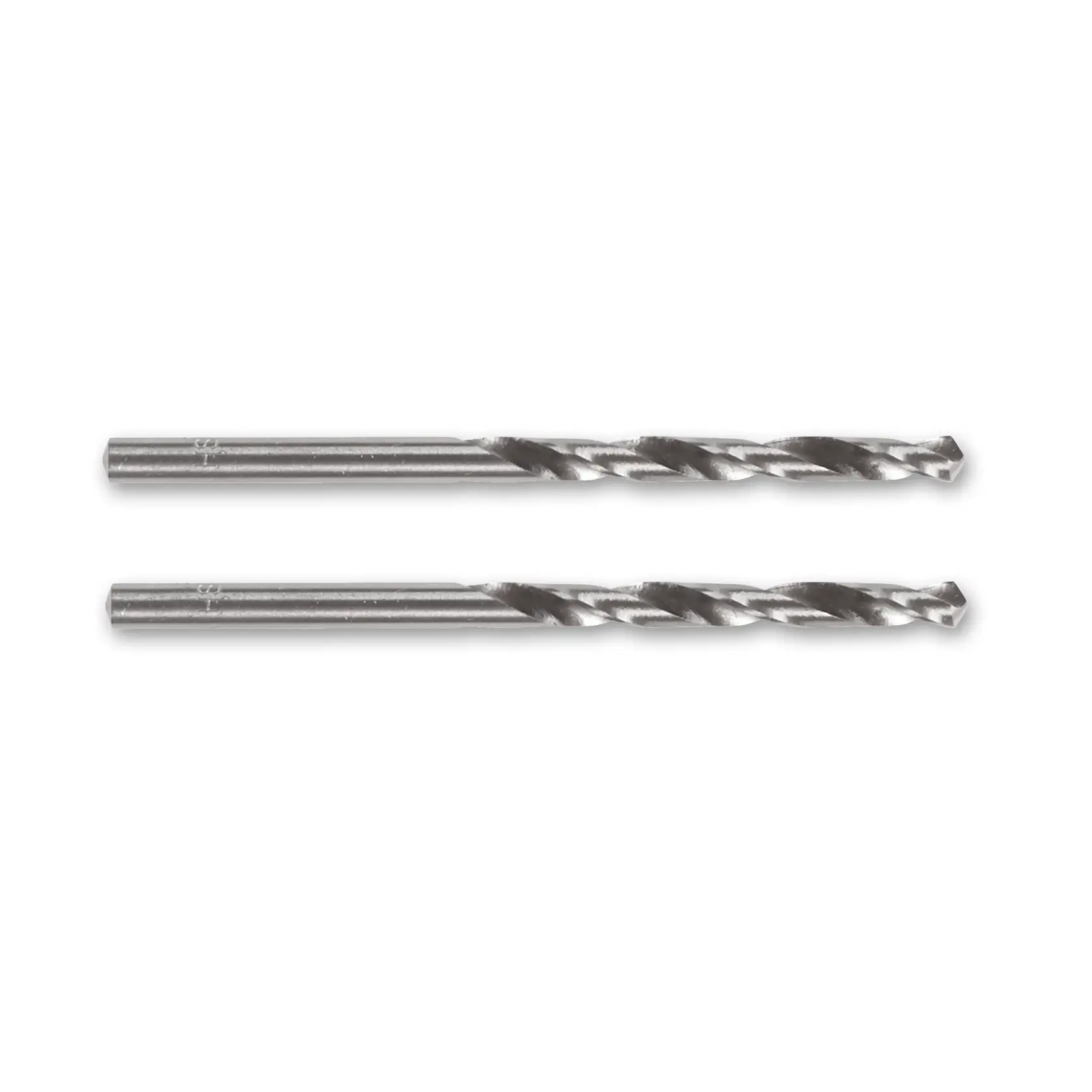 Dos brocas de metal DEWALT colocadas una al lado de la otra sobre un fondo blanco.