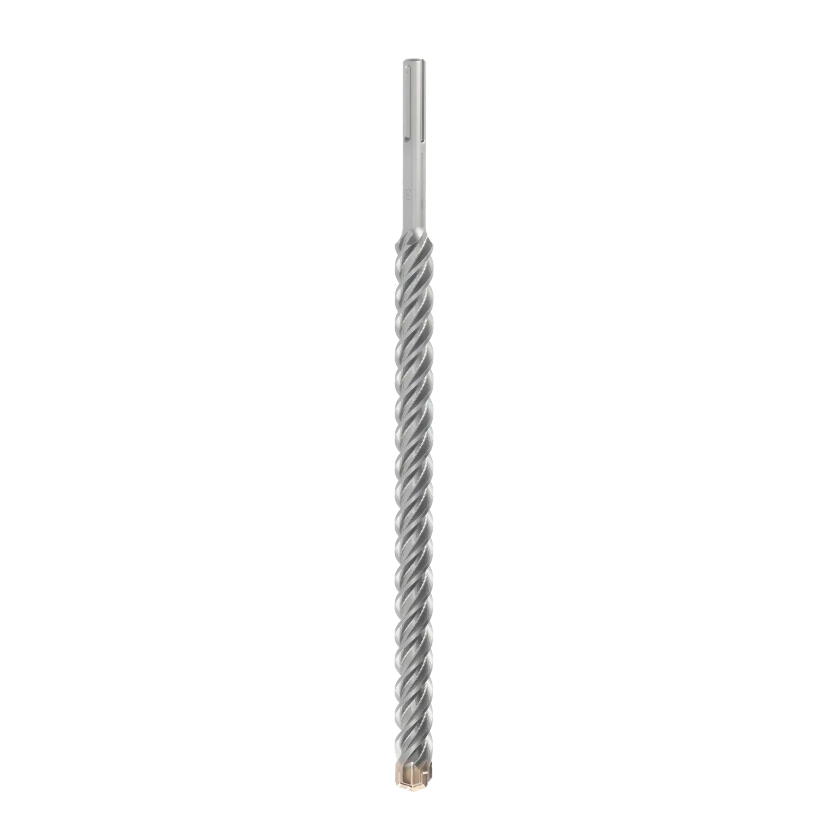 Broca DEWALT SDS-Max de carburo con diseño espiral para concreto y mampostería, mostrada verticalmente.