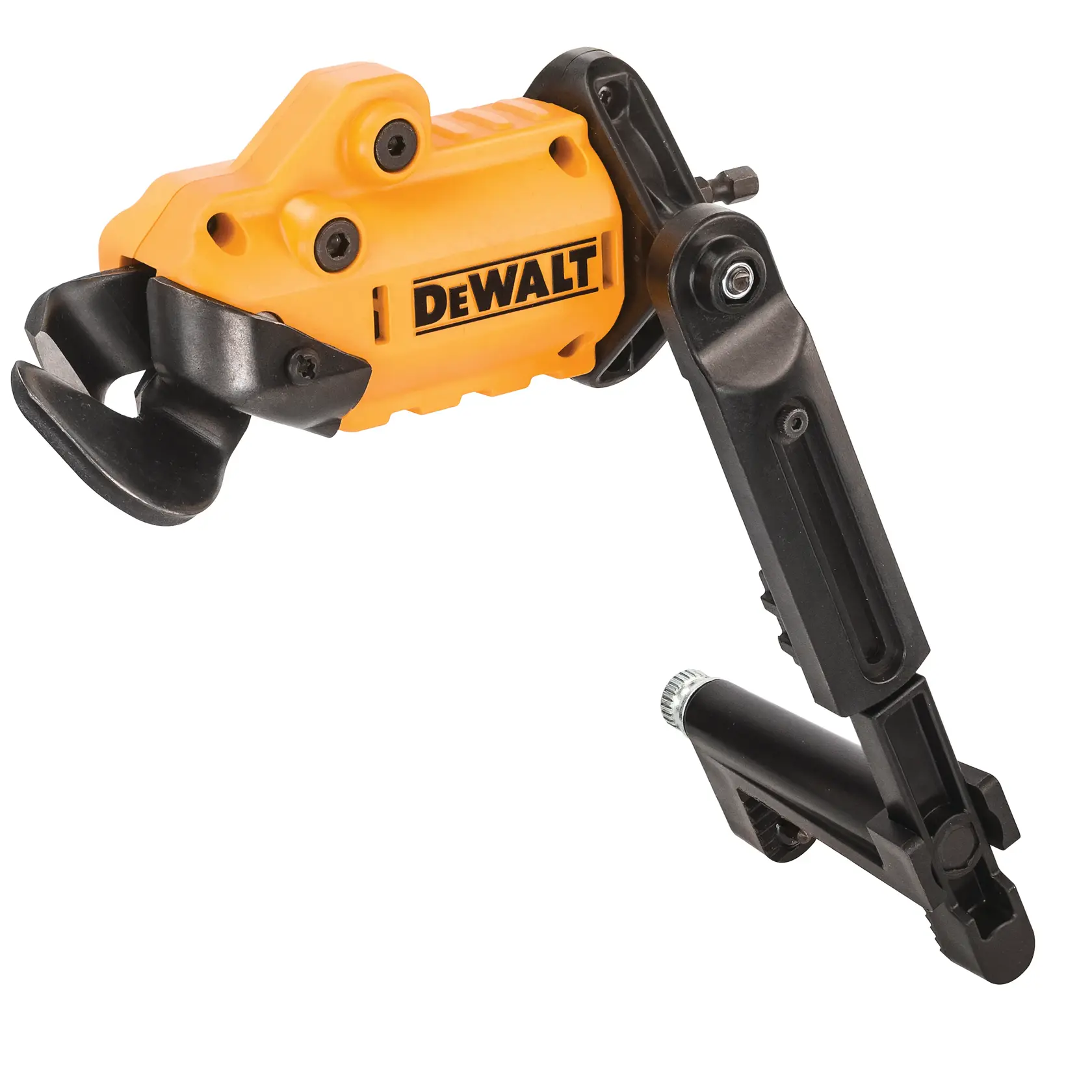 Accesorio DEWALT DT70620 con cuerpo amarillo y abrazadera negra para fijar.
