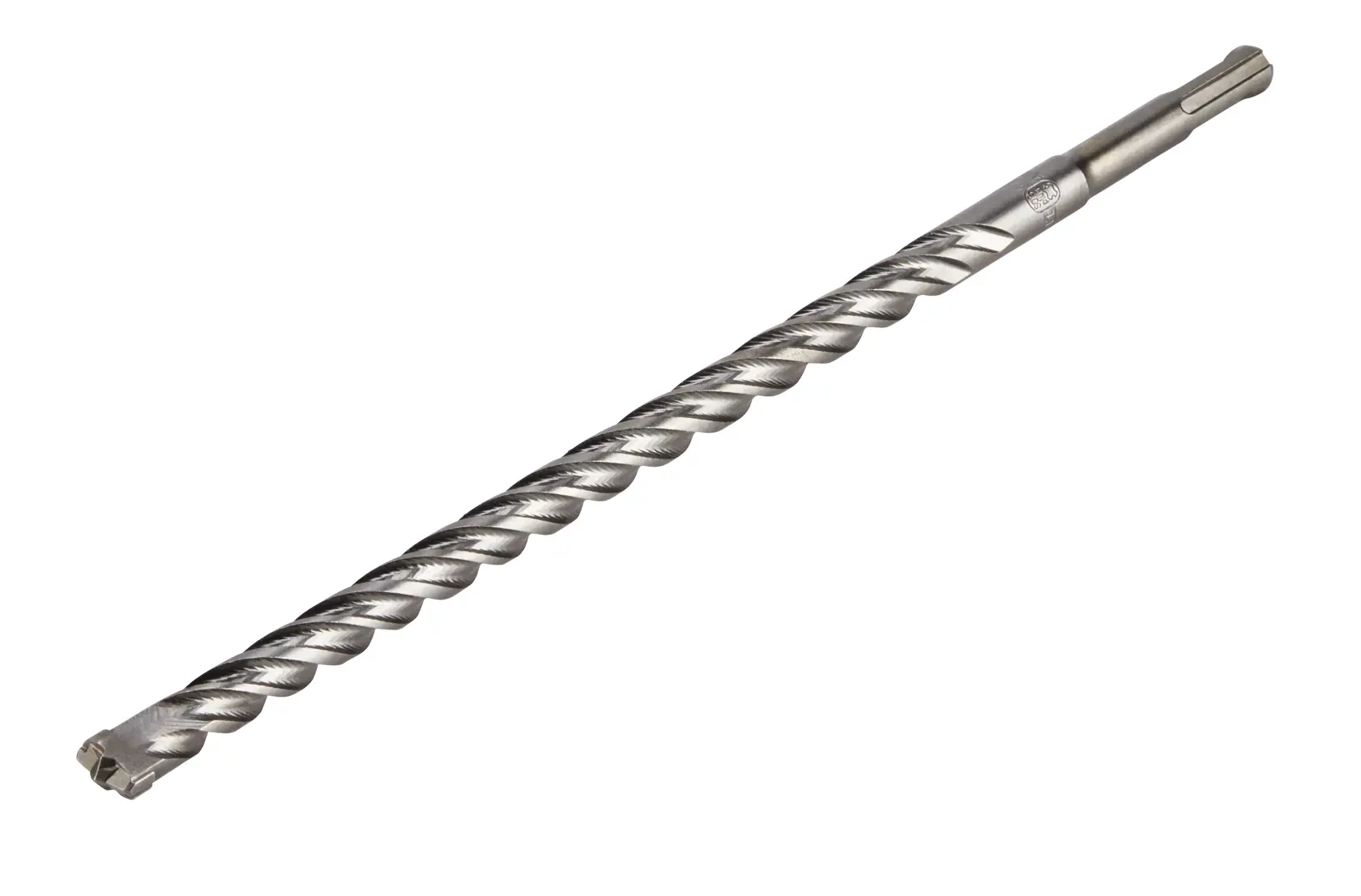 Una broca para mampostería DEWALT DT8940 larga y espiralada con mango SDS-plus, diseñada para perforar concreto y piedra.
