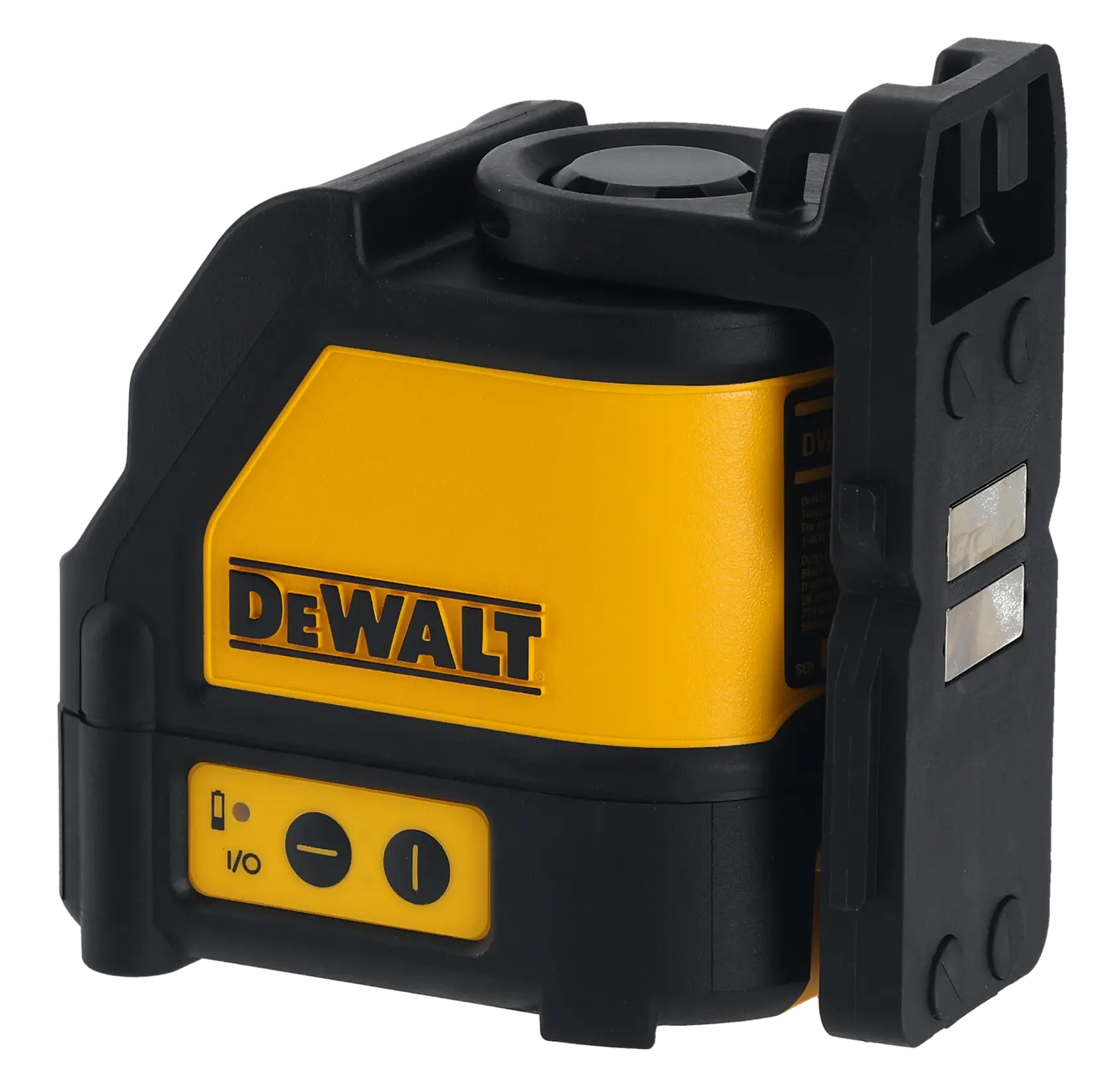 DEWALT DW088K yellow and black self-leveling line laser for photography and construction use.
