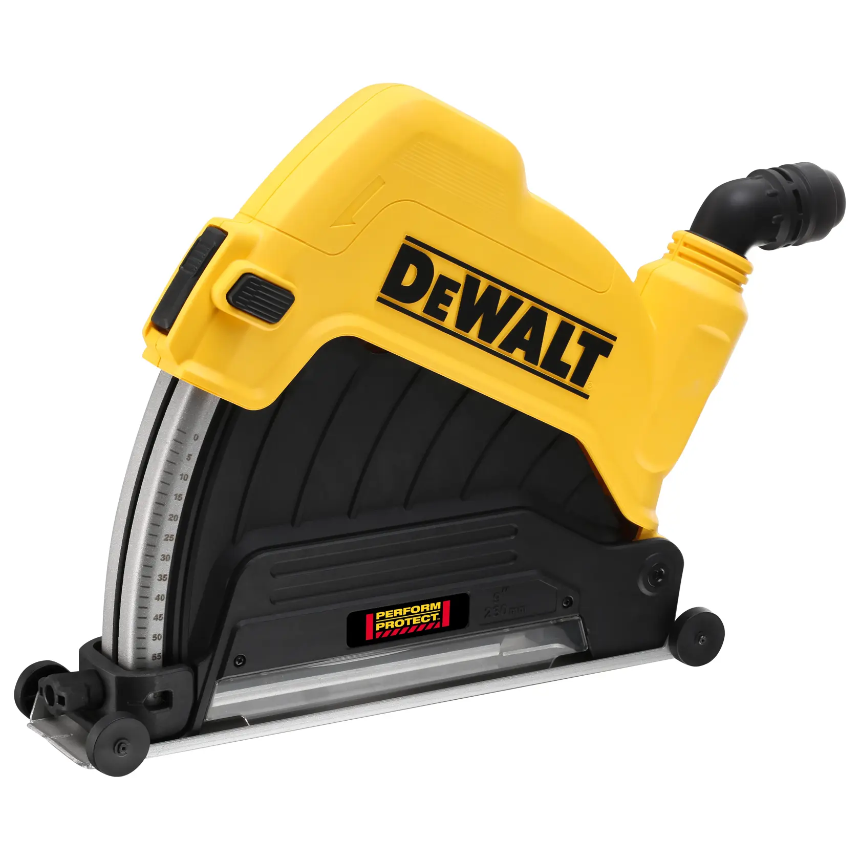 DEWALT DWE46229 herramienta eléctrica amarilla y negra con extracción de polvo.