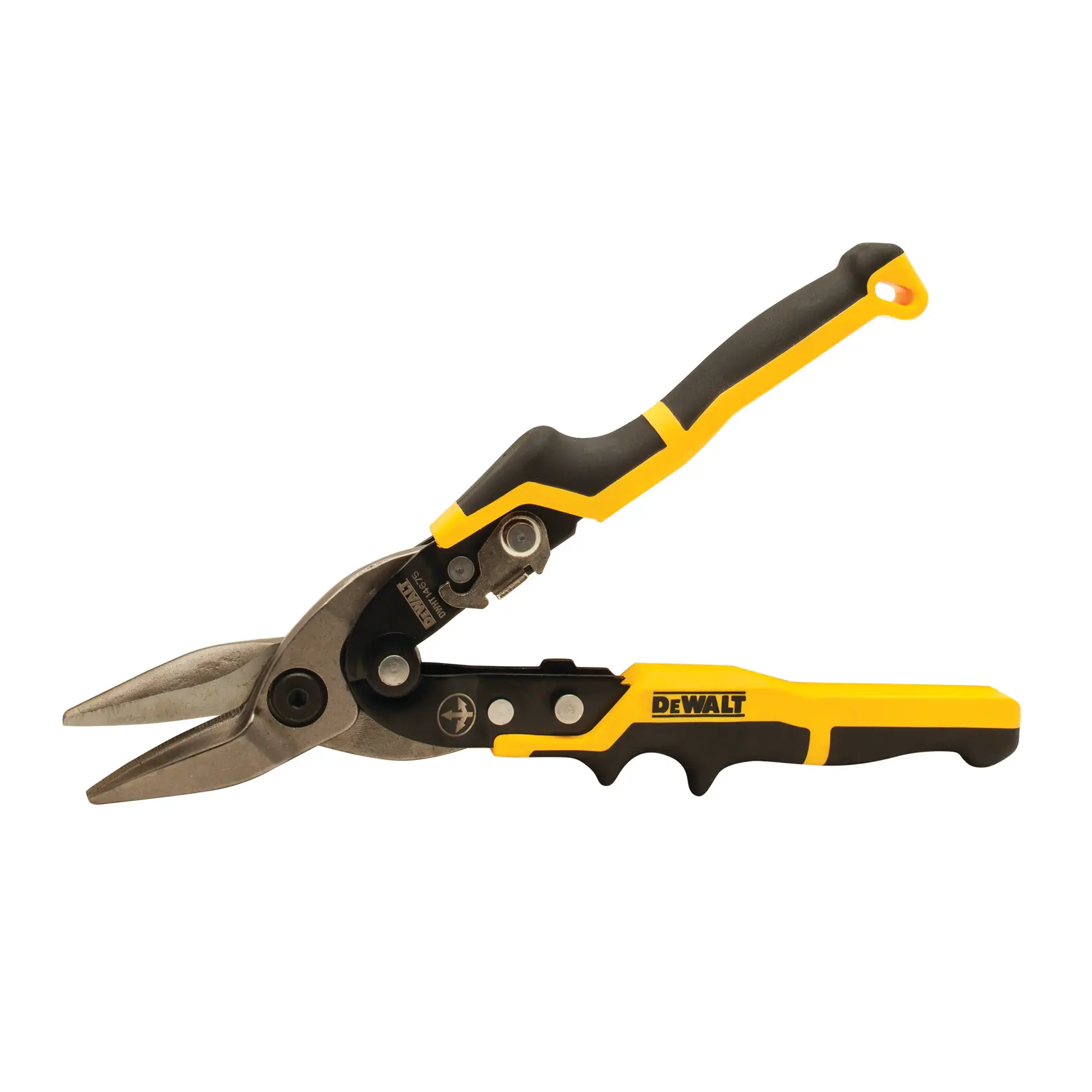 DEWALT Blechschere mit gelb-schwarzem ergonomischem Griff zum Schneiden von Metallblechen.