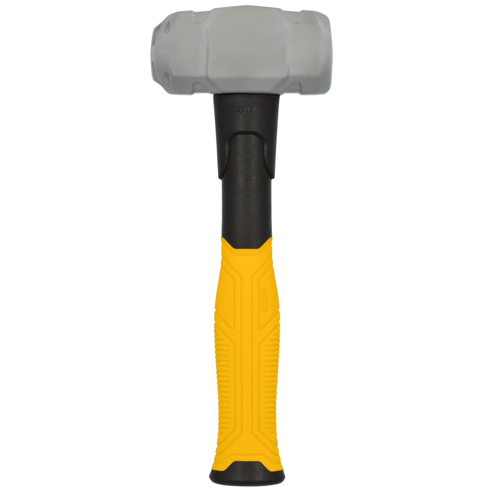 DEWALT sledgehammer with a grey head and yellow-black ergonomic handle, shown against a white background.
