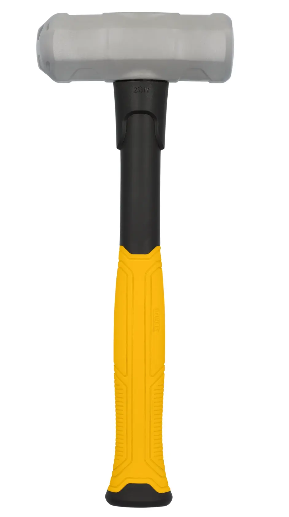 DEWALT sledgehammer with a yellow handle and gray head, designed for heavy-duty striking tasks.