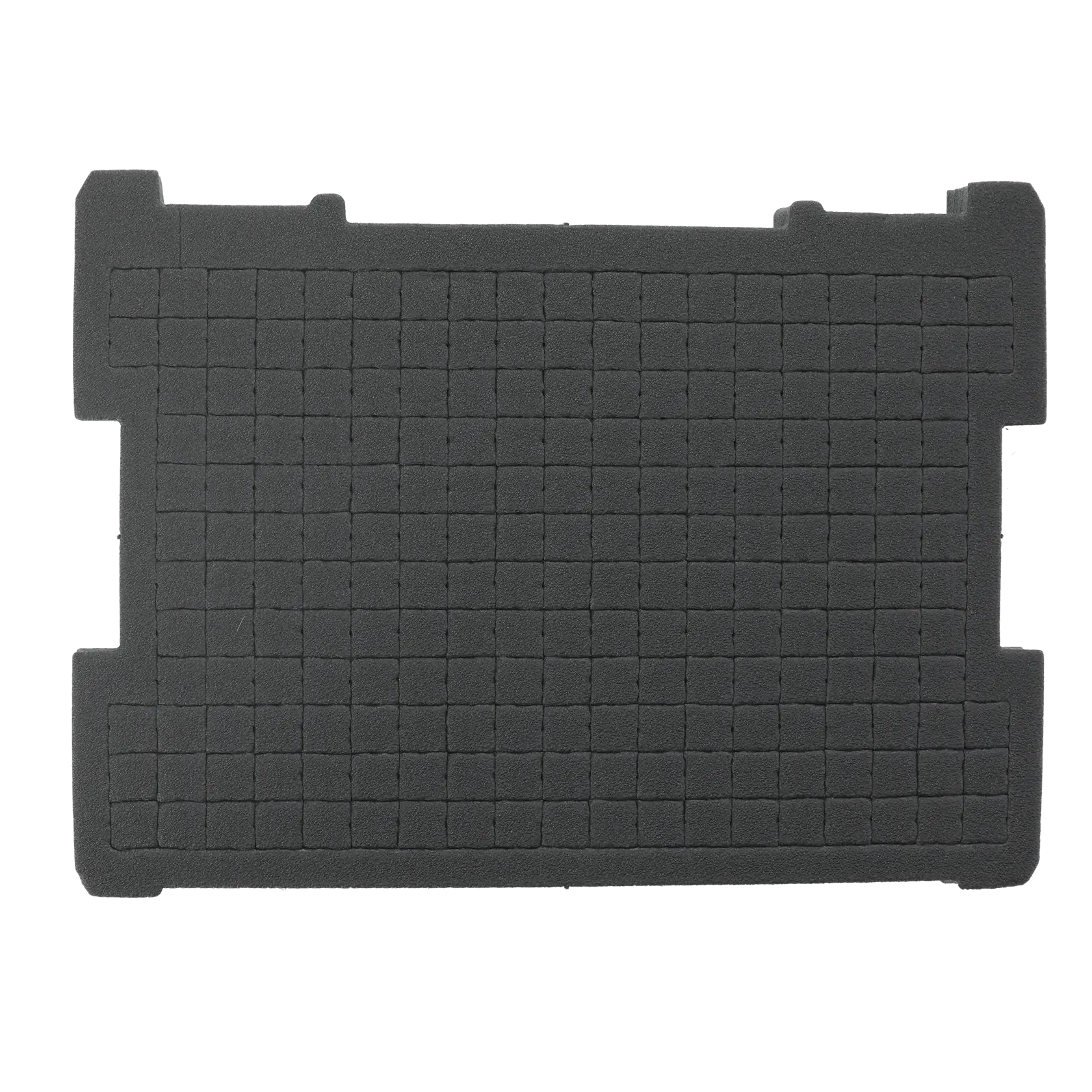 Black rectangular foam insert with a grid pattern, designed for tool case organization and protection.