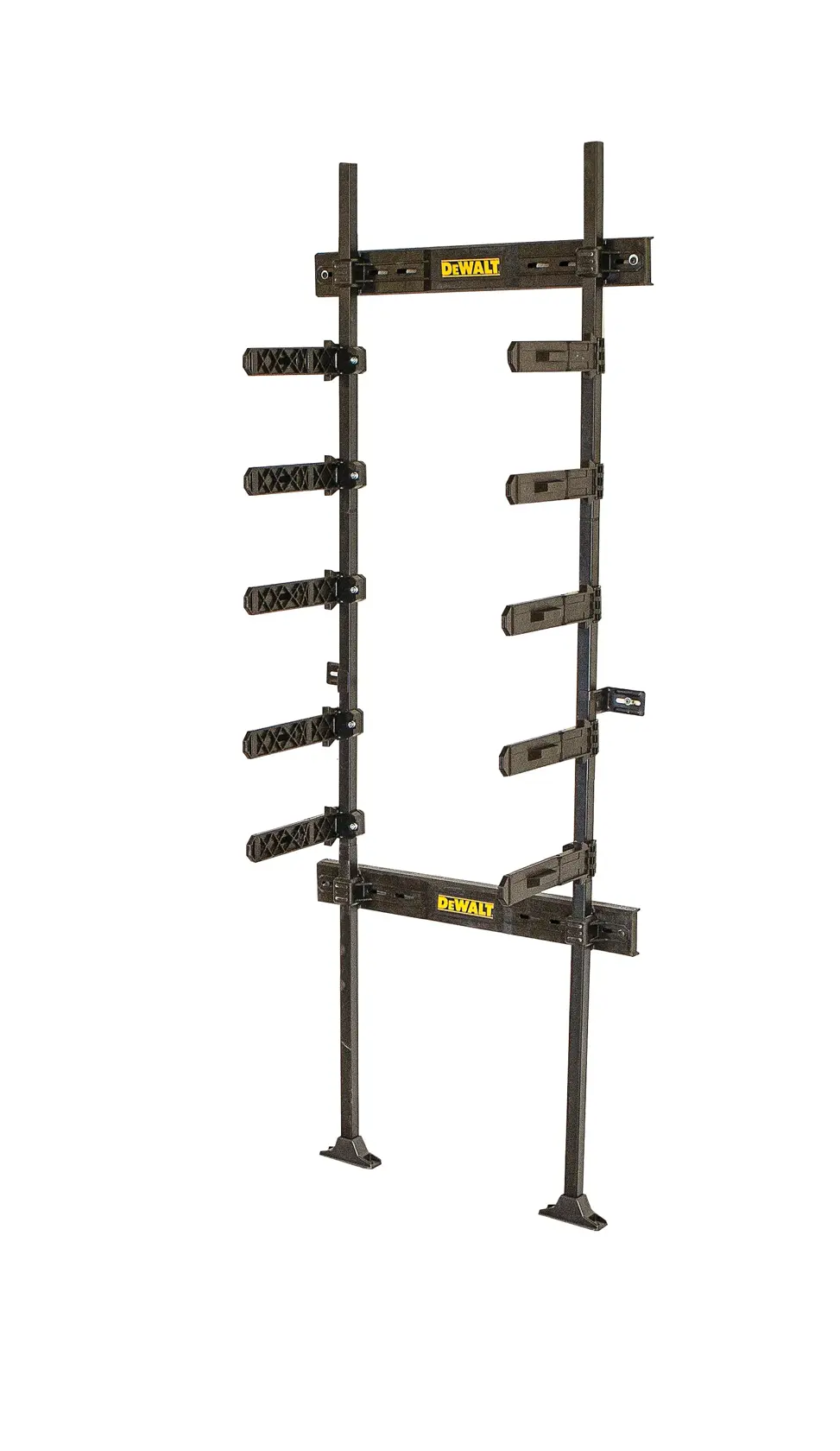 DEWALT DWST1-75694 estante metálico con brazos ajustables para almacenamiento de accesorios fotográficos.